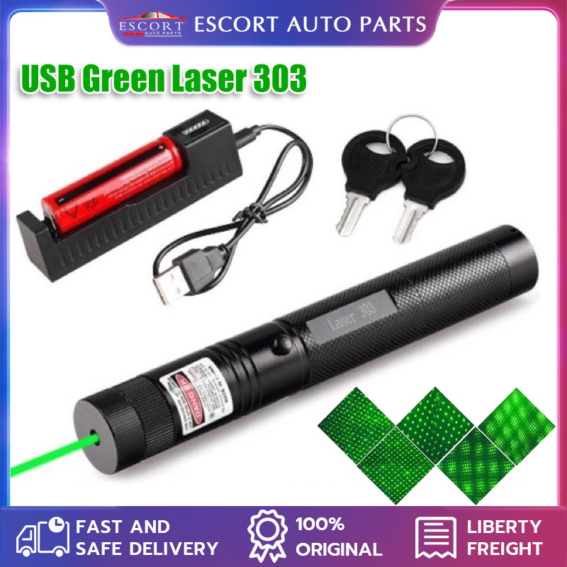 Green Laser Pointer 532nm 2000m Long Range Laser Pen Laser Light Tourch Lezer Hijau Laser Jarak Rechargeable Usb 303激光笔