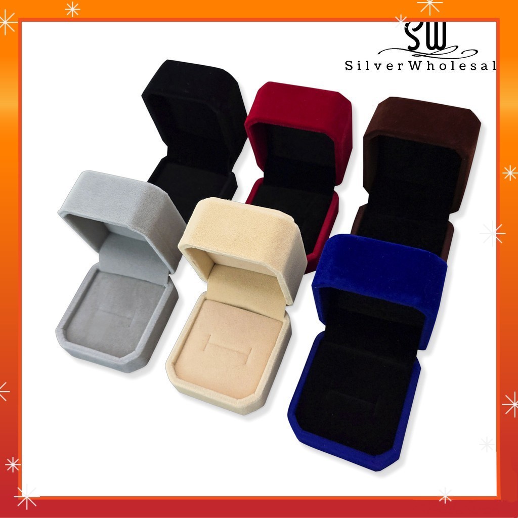 PROMO#B106 Classic Velvet Engagement Wedding Earring Ring Pendant Jewelry Display Box ( Kotak Cincin )