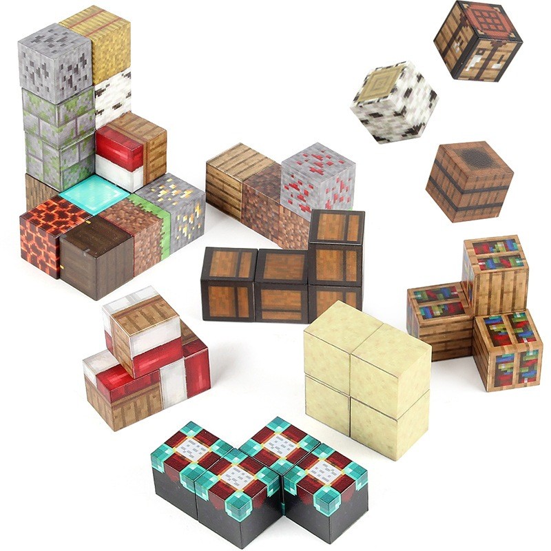 BY1-100 DIY Magnetic Blocks with Minecraft Theme, Build Your Own Adventure World!