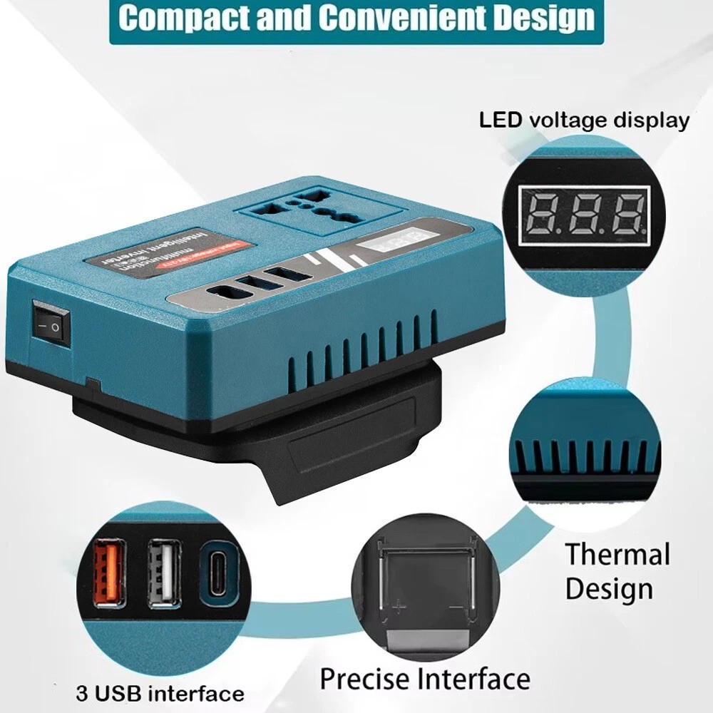 150W DC 20V To AC 220V Portable Power Inverter with 3USB For Makita 20V Battery