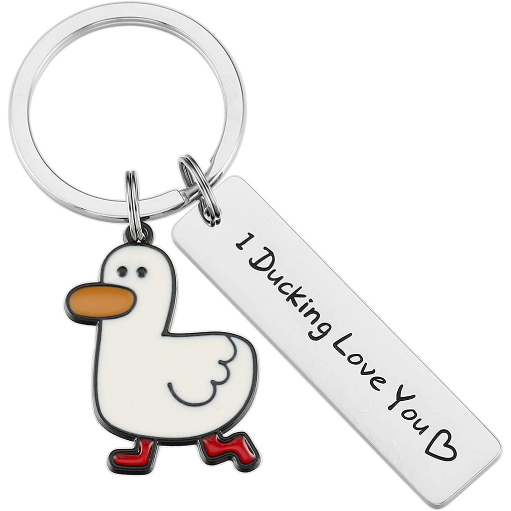 Funny Lover Gifts I Ducking Love You Cute Duck Pun Keychain Couples Jewelry Valentine's Day Gifts for Boyfriend Girlfriend