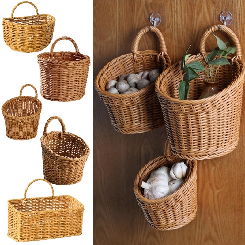 Nordic Handwoven Storage Basket Kitchen Hanging Storage Basket Home Organizer