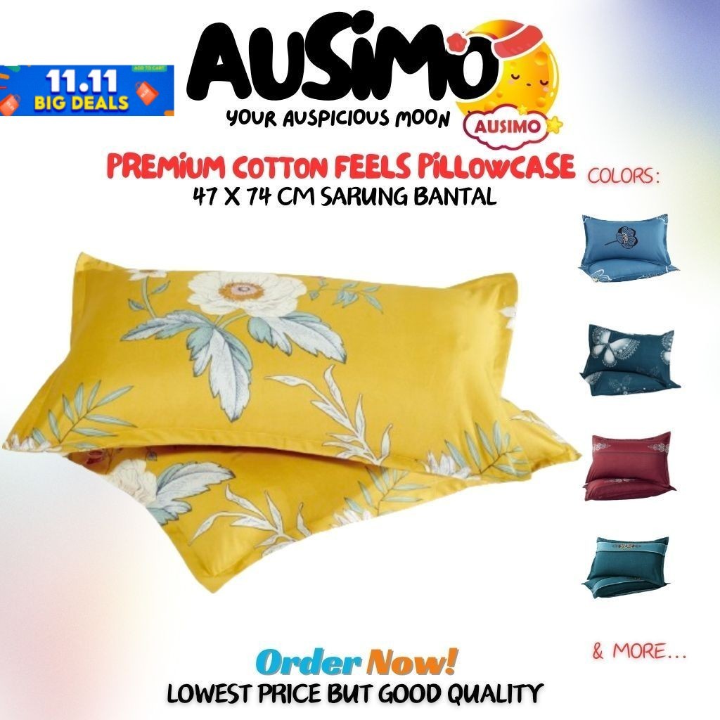 #SAT1 AUSIMO PC1-PC65 100% Premium Cotton Pattern Sarung Bantal Kepala Selesa Cadar Bedsheet Pillow Case 47*74cm