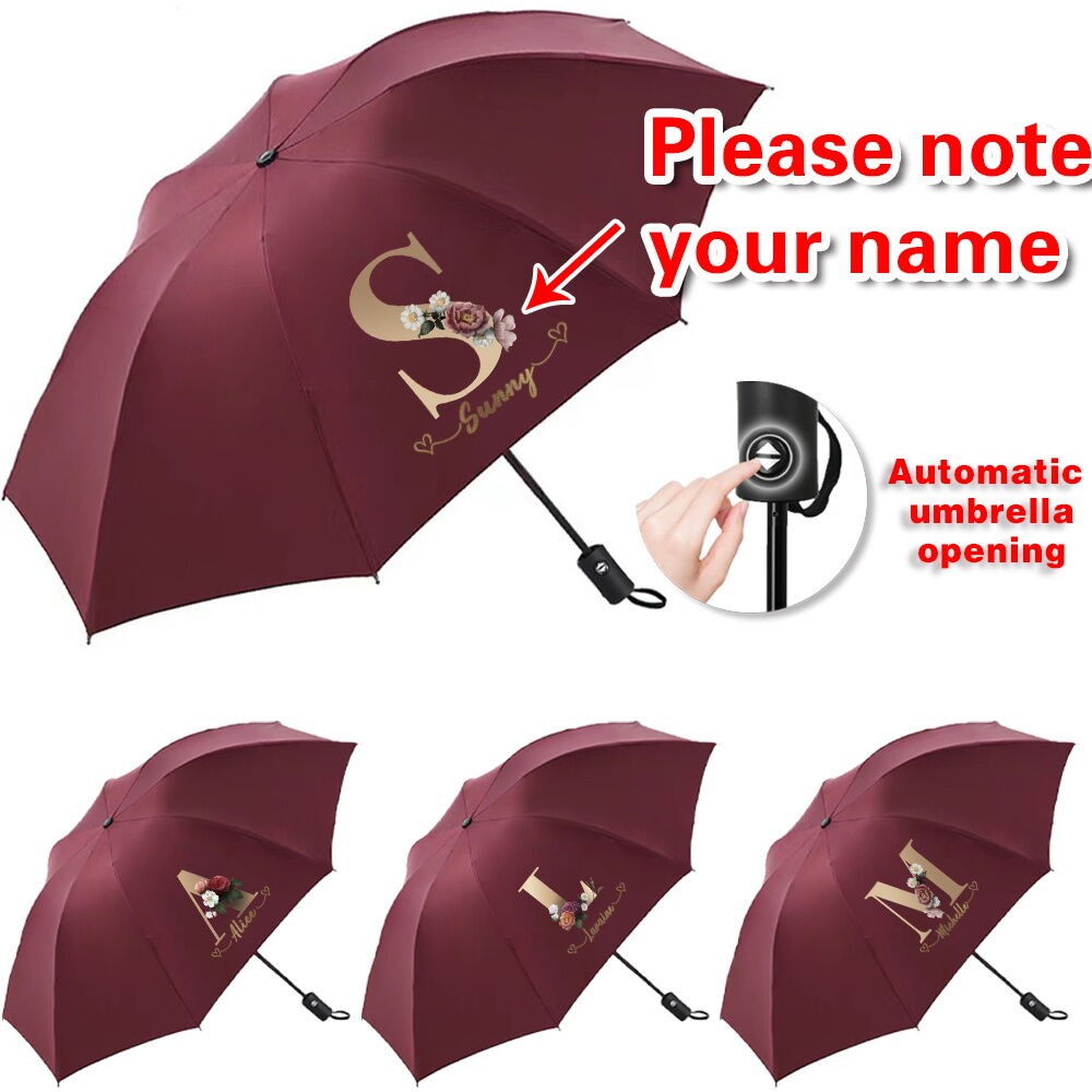 Custom Name wine Fully Automatic Umbrella Lightweight Folding Umbrella Simple and Fashionable Printing