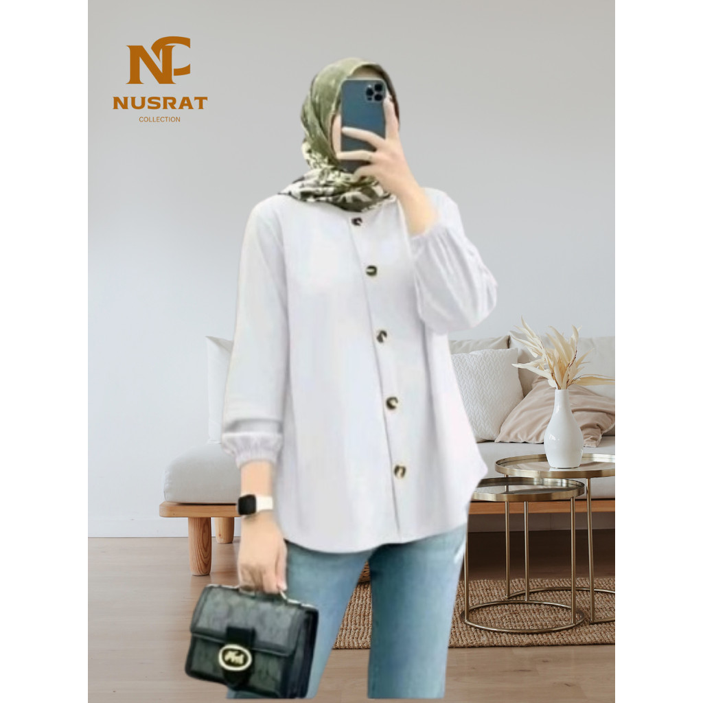 women blouse muslimah casoal solid colour sleeve CEY cotton iron lisee Wanita Baju