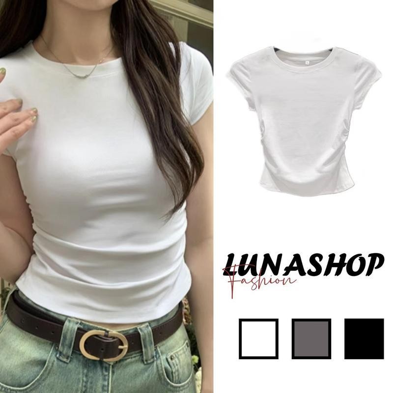 Women's T-Shirt Beautiful Round Neck Short Sleeves Crop Top Design New Hot Slim Girl Shirt COD