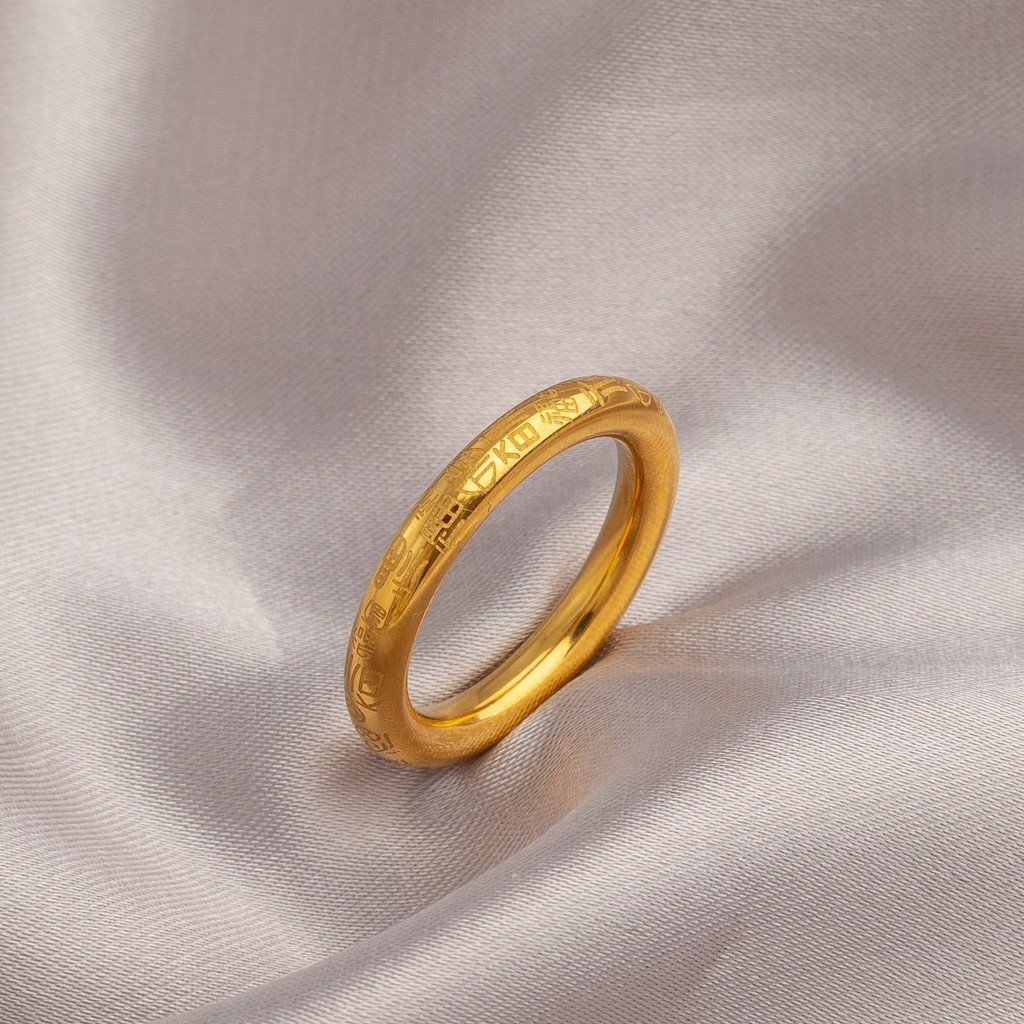 CINCIN EMAS 916 916 Wanfu Ring Female Chinese Style Fu Character Plain Ring 916