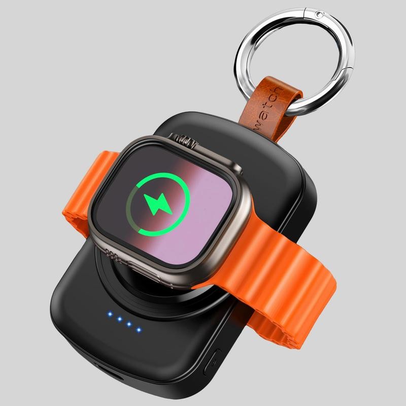 Portable Compact Smart Watch Charger for iWatch, 1800mAh Rechargeable Durable Smart Watches Charger, Compact Watch Charger Compatible with Apple Watch Series 9/8/7/6/5/4/3/2/SE/Ult