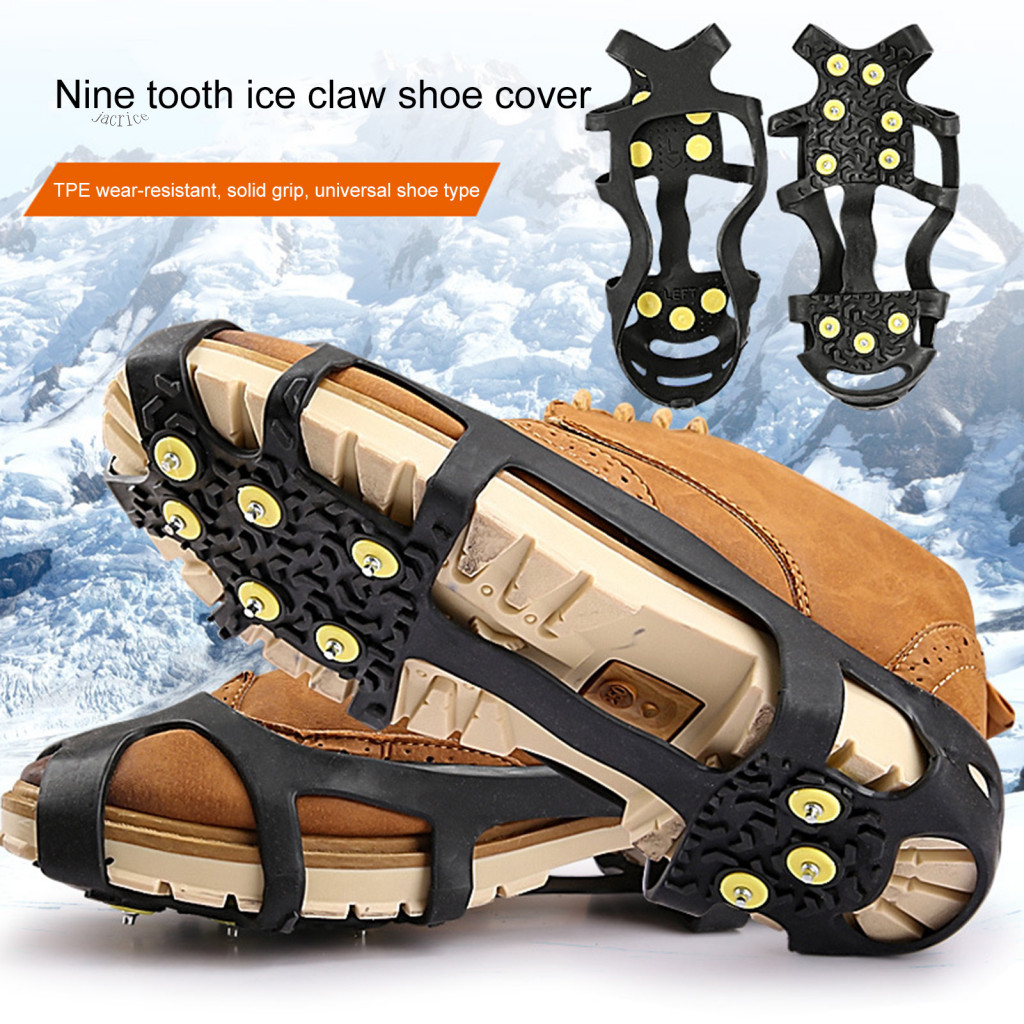 JA Winter Hiking Gear Tpe Material Crampons Anti-slip Snow Cleats for Shoes Boots Winter Traction Crampons for Hiking Climbing Fishing Non-slip Shoe Spikes Grippers