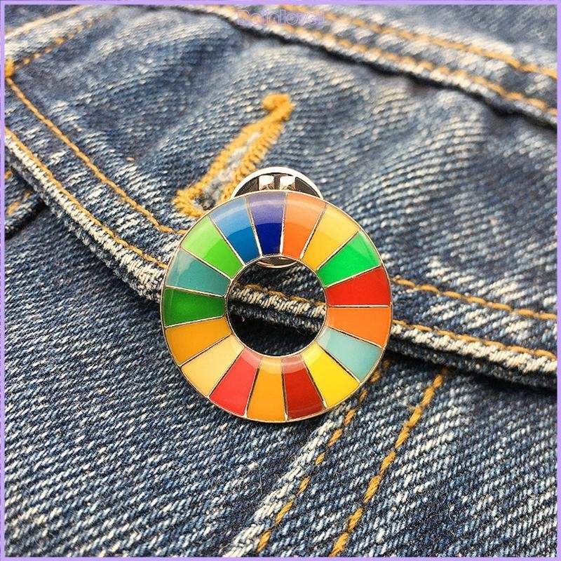 RAINL The Sustainable Development Goals Brooch United Nations SDGs Rainbow Pin Badge Medal Representative Brooch Jewelry