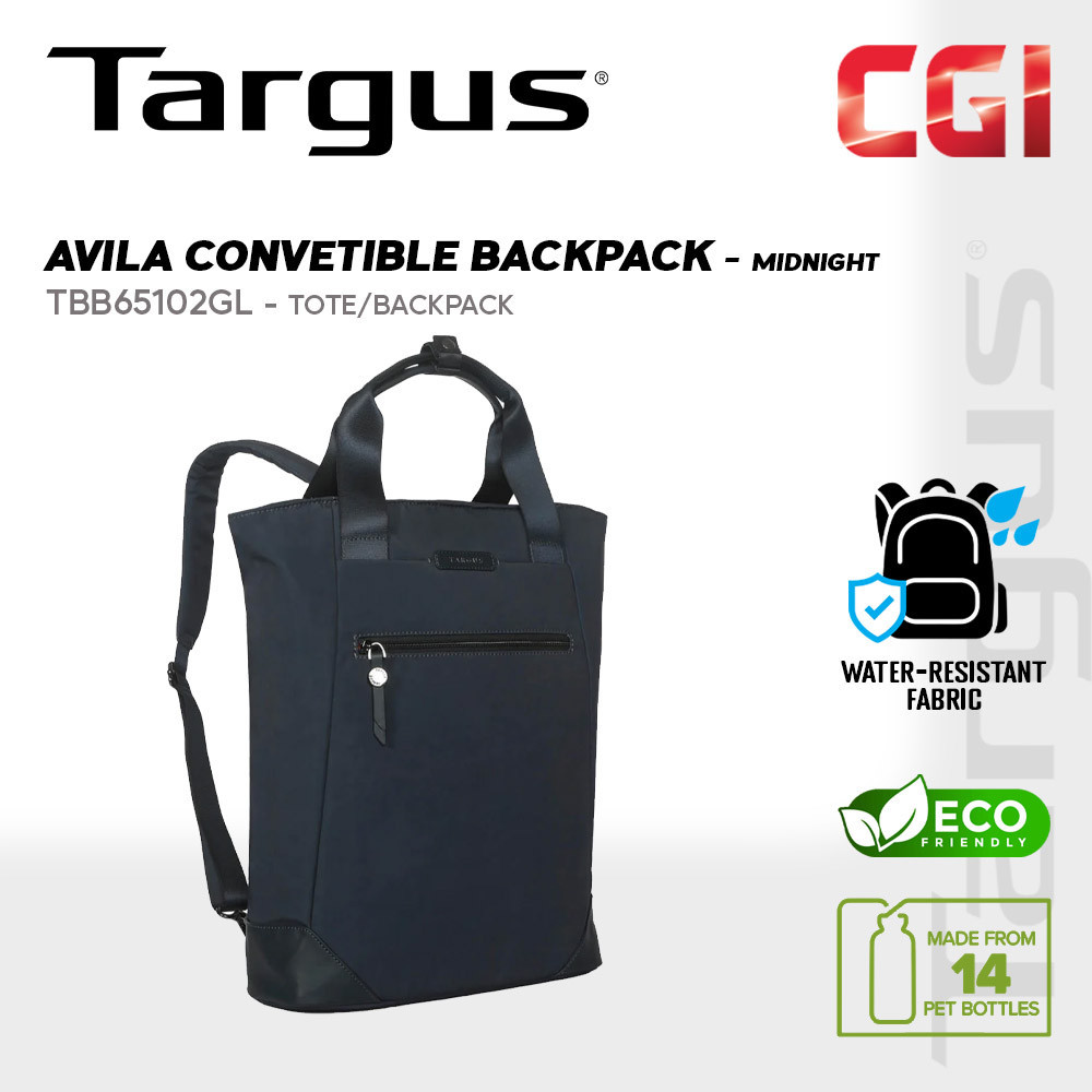 Targus 15" to 16" Avila Eco Friendly Convertible Tote/Backpack with Water Resistant Memory Fabric - TBB65102GL