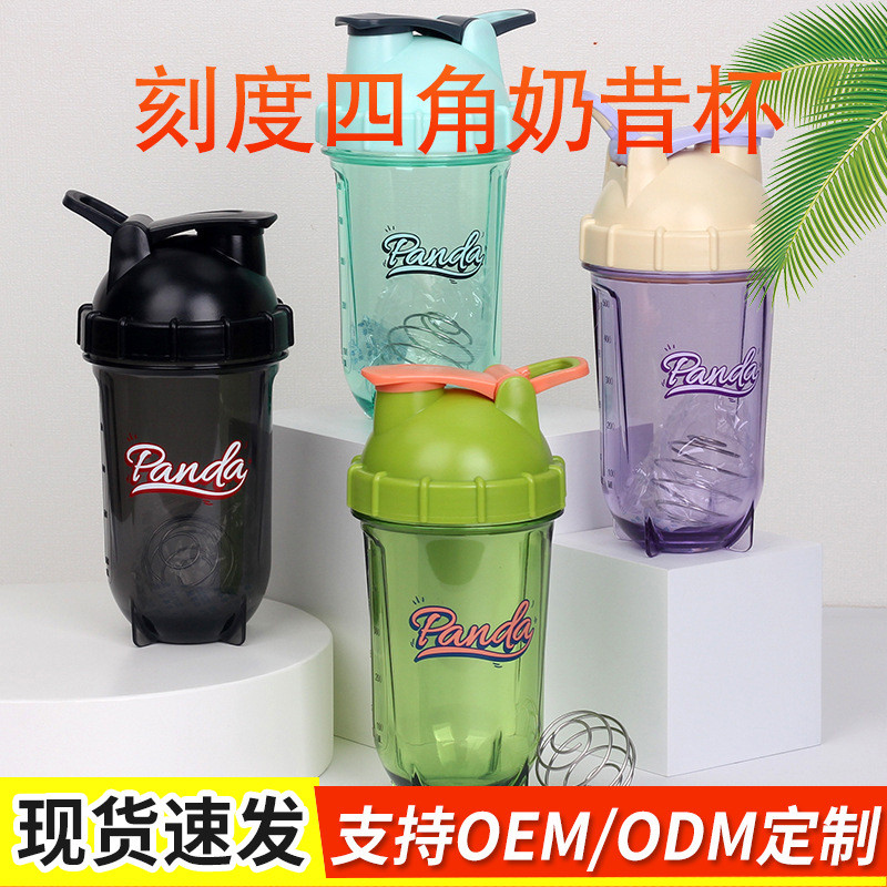 Hot Sale Portable Sports Bottle with Scale Square Cup Milkshake Blender Cup Crystal Missile Cup Banana Cup Printed logo