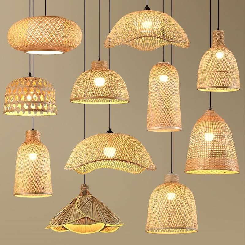Japanese Muji Pendant Lamp Rattan Lampu Bamboo Pendant Light Muji Chandelier Ceiling Light Lampu Hiasan IKEA