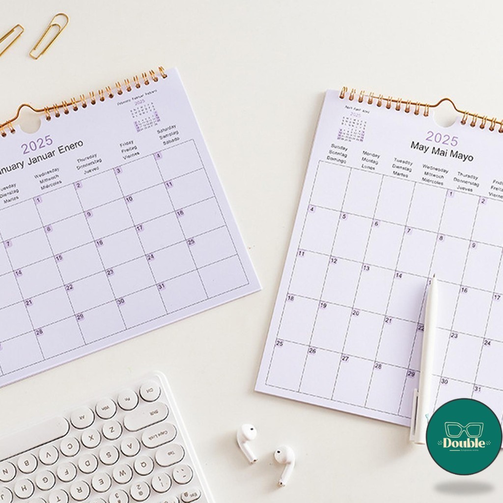 DG Large Wall Calendar Family Wall Multilingual Calendar Family-Friendly 2025 Calendar Monthly Planner 12-Month English