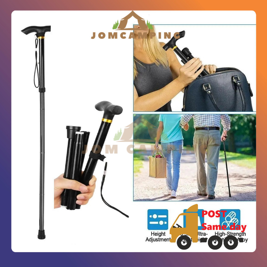 Tongkat Lipat Ultralaerat Anti Gegaran Mudah Alih untuk Mendaki dan Sokongan Orang Tua Ultralight Folding Trekking Pole
