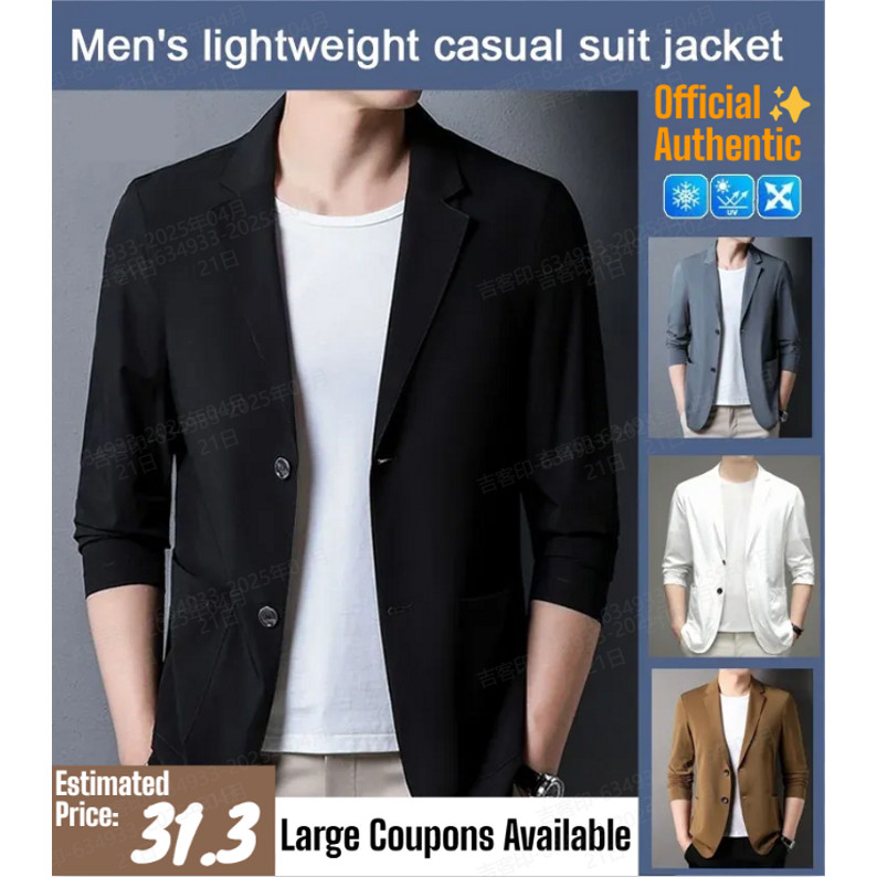 ?[New Fabric]?Original Anti Kedut Blazer/Blazer Men Leisure + Business M-5XL免烫抗皱 男士休闲西装外套Jaket sut lapel warna pepejal serba boleh selesa dan bernafas jaket sut ringan, jaket sut kasual dua butang