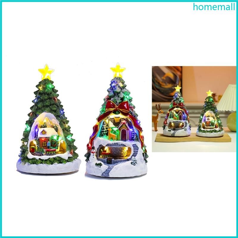 HO Christmas Themed Luminous Music House Home Decorative Ornament Essential Resin Crafted Village with Glowing Lights