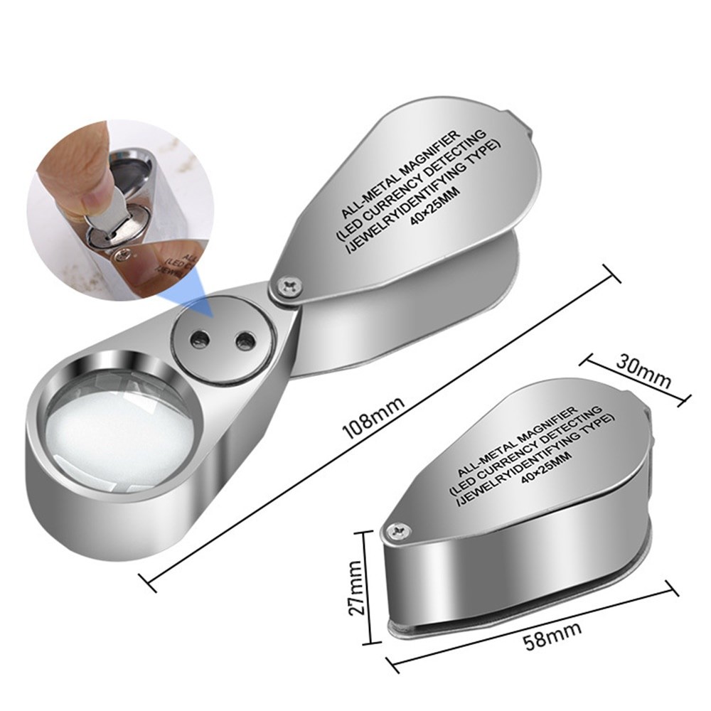Versatile Must 40X Mini Pocket Microscope Magnifying Glass Foldable LED UV Light Illuminated Jewelry Loupe Magnifier ... - Image 4