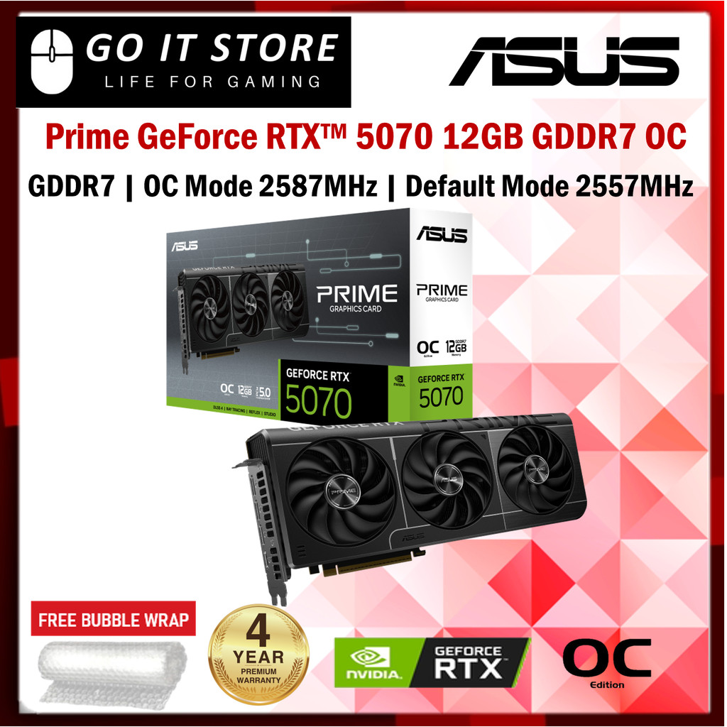 ASUS GeForce RTX5070 PRIME 12GB OC GDDR7 GRAPHICS CARD ( PRIME-RTX5070-O12G )