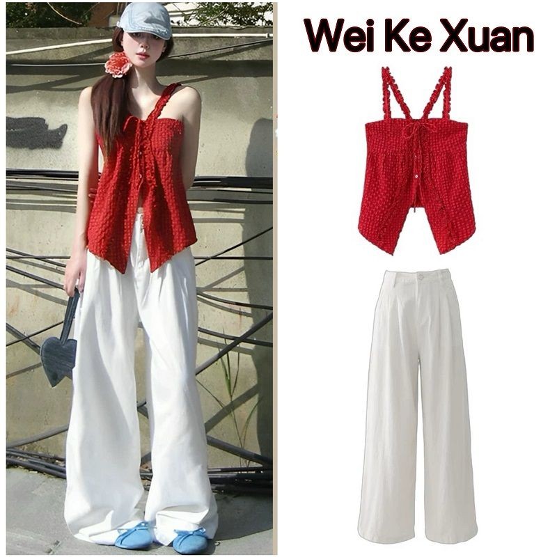 Dopamine set of ootd dress Korean halter neck sleeveless sus#多巴胺一整套ootd穿搭韩系挂脖无袖吊带背心女漂亮日绝美小套装888