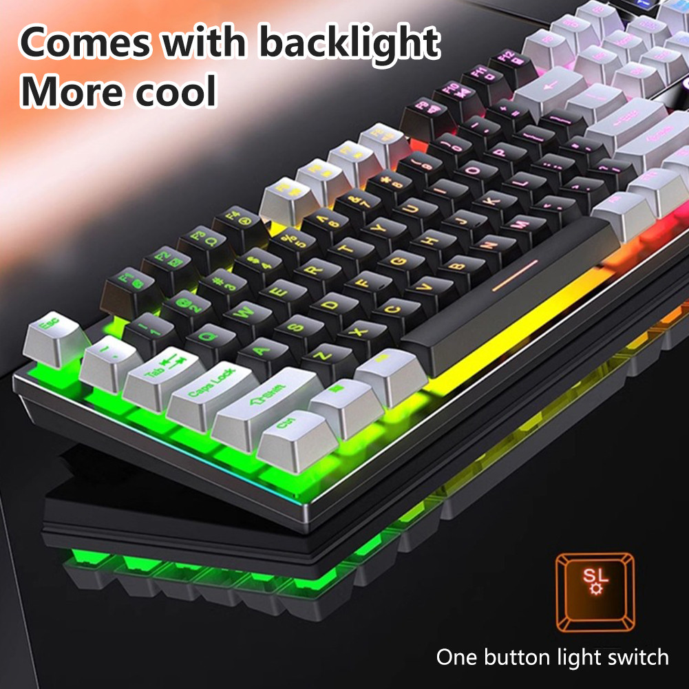 LED Colorful Light Gaming Luminous Backlit Mechanical Feel Keyboard Full Size Edition Gaming Keyboard USB Wired Keyboard Rainbow LED Backlight Keyboard