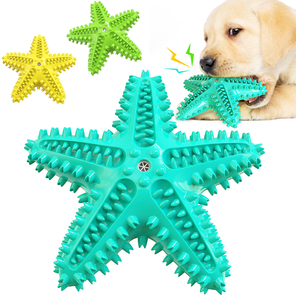 Dog Voice Molar Toy Starfish Teeth Cleaning Bite Resistant Water Pet Toy Dog Toothbrush Funny Bite
