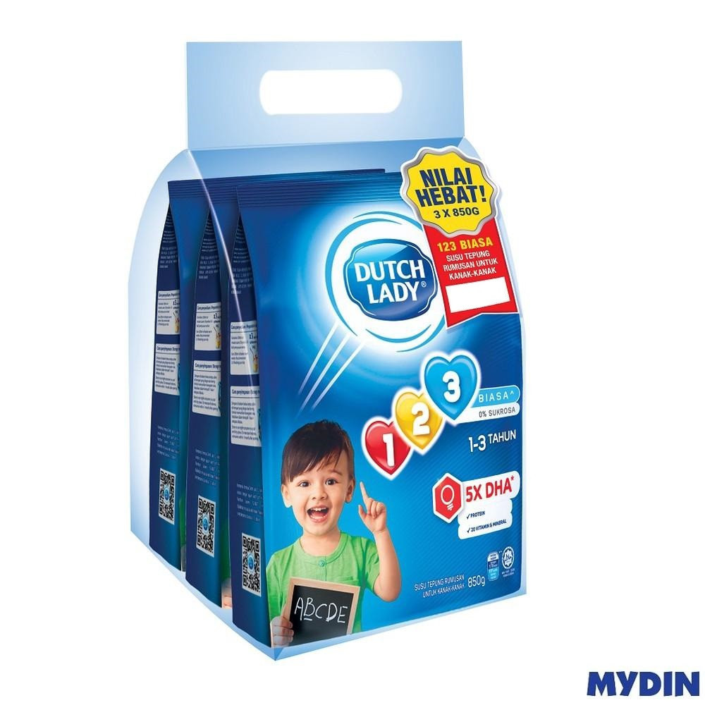 Dutch Lady GUM 123 - Plain (3 x 850g)