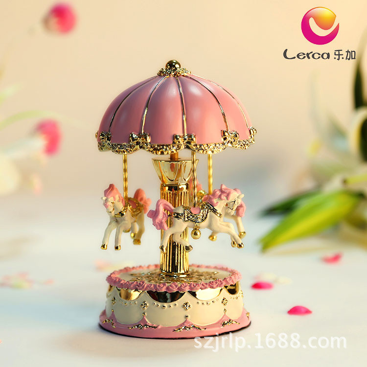 Merry-go-go-round Music Box Trumpet Umbrella Top Sky City Creative Birthday Gift Merry-go-round Music Box