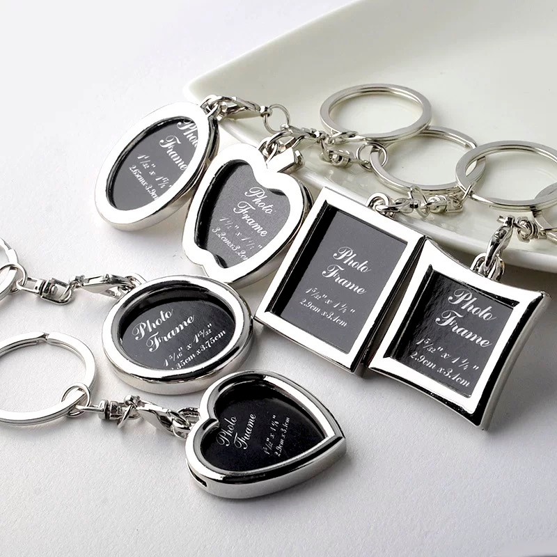 Love Photo Keychain Square Frame Design Holds Personalized Pictures Commemorative Home Key Holder