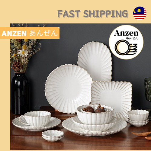 Modern home Japanese Tableware Ceramic Plate Set Household Rice Bowl Sushi Plate Soup Plate Dinnerware Pinggan Mangkuk