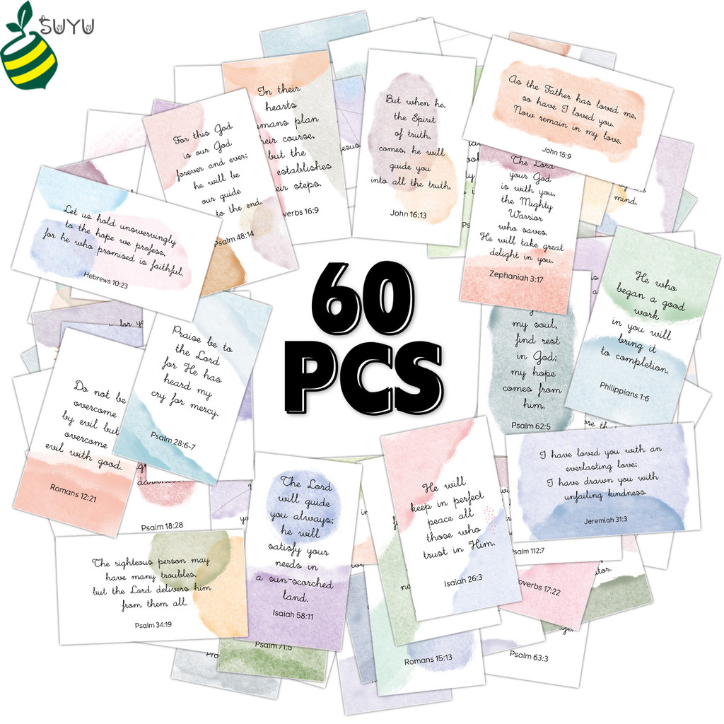 60pcs Bible Scripture Cards Christian Gift Inspirational Premium Material Elegant Design Vibrant Colors For Worship Daily Devotion For Prayer Journal Church Events