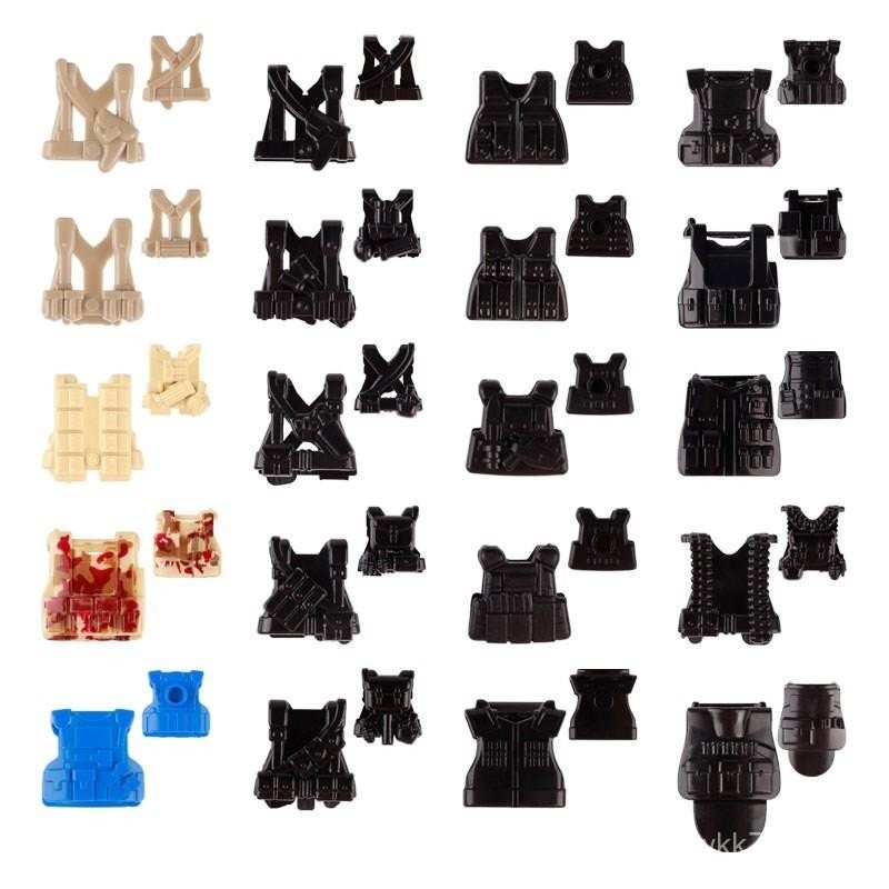 New Product MOC World War II Military Weapon Camouflage Breastplate Bulletproof Armor Protective Clothing Vest Small Particle Building Block Compat