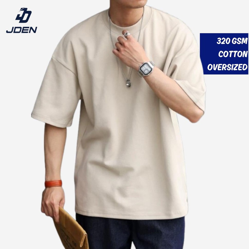 JDEN Oversized Tshirt 320gsm (Unisex) - 100% Cotton Tshirt Lelaki Perempuan40-120KG Plus Size