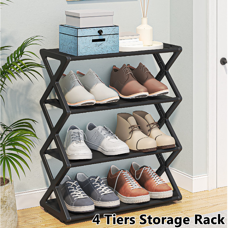 4 Tiers Shoes Rack Rak Kasut Murah Shoe Shelf Indoor Outdoor Shoes Storage Organizer Simple Multi-Layers Space Saving