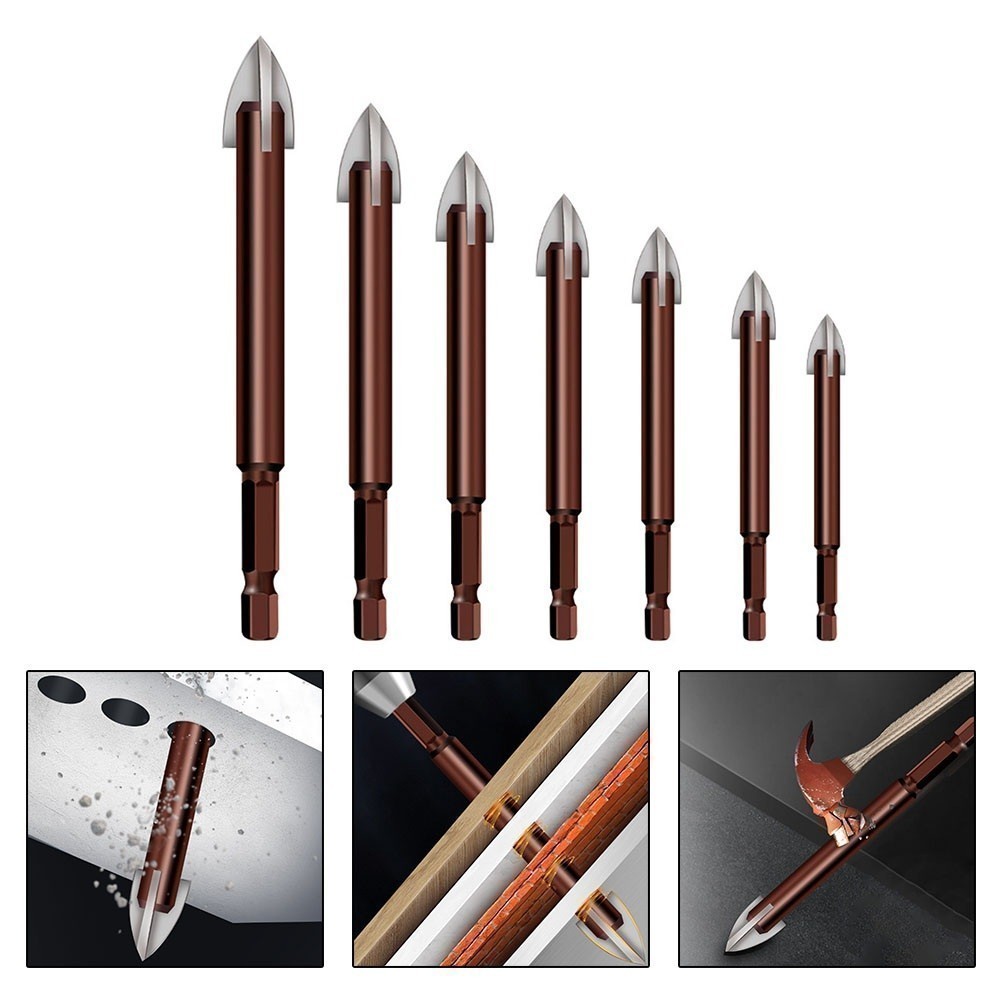 DIY Tool Professional Hexagonal Drill Bit Set Concrete Glass Walls 345681012mm Duty Hardware