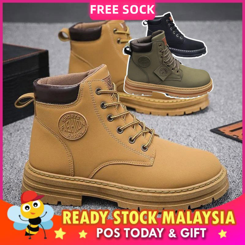 【READY STOCK】 Classic Boots Shoes Outdoor High Boots Men Ankle Boots Men Leather Shoes