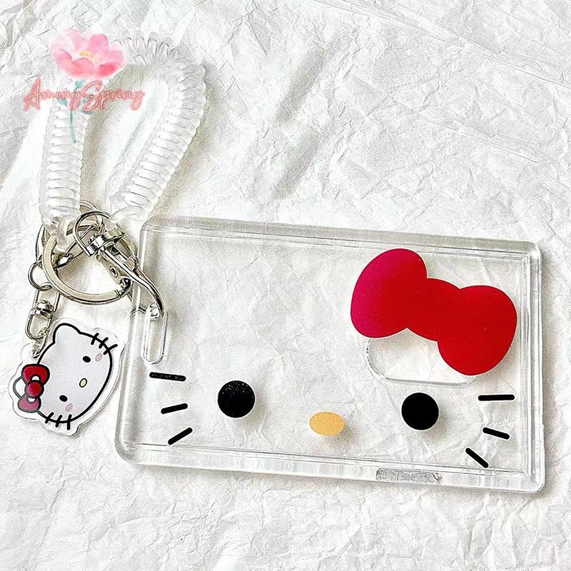 AmongSpring> Hello Kitty Card Holder Cartoon Cute Badge Credit Card Holders Badge Credit Bank ID Holders Women Keychain Bus Card Cover Case new