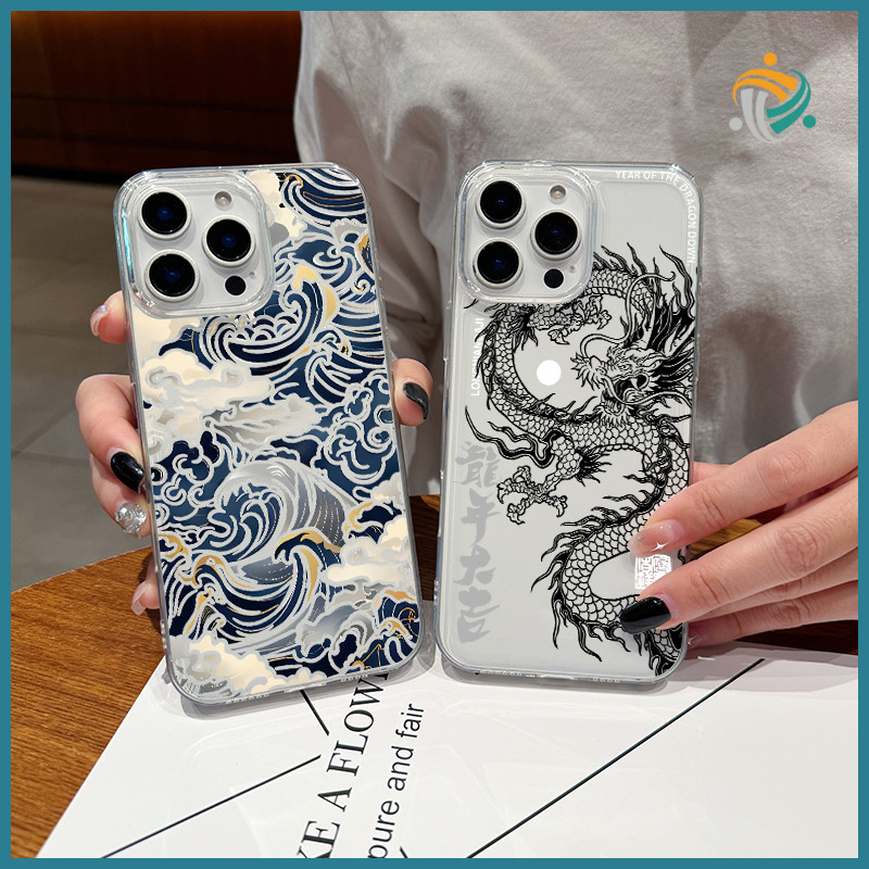 Case Compatible for IPhone 16 15 14 11 Pro Max 13 12 8 7 Plus XS X XR Transparent Shockproof Naga Imlek Casing Luxury Ph