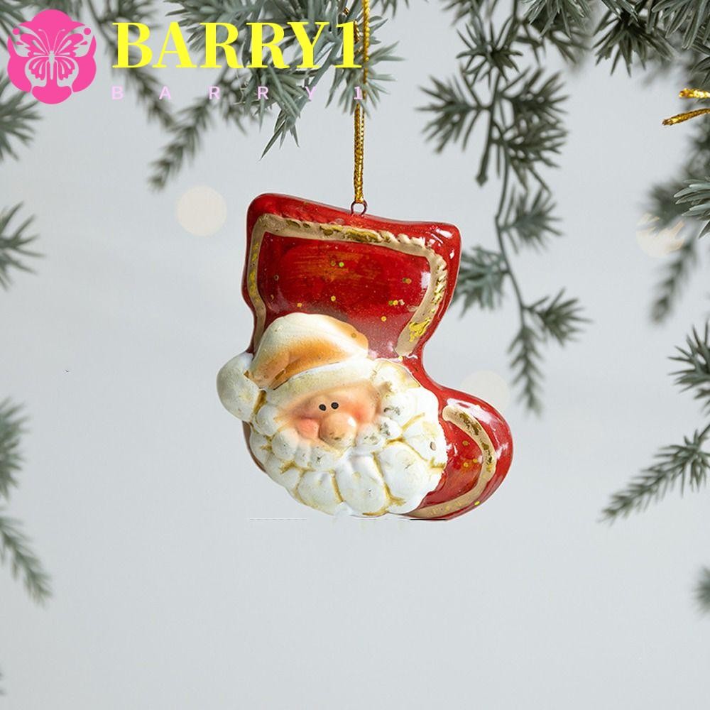 BARRY1 Santa Claus Red Pottery Pendant, Cartoon Retro Christmas Tree Hanging Ornaments, Photography Props Exquisite Handcrafted Merry Christmas Decoration Party Favors