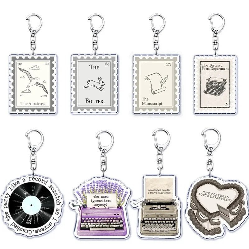 The Tortured Poets Department Fornight Acrylic Keychains Keyring for Accessories Bag TTPD Stamps Key Chain Ring Jewelry Gifts