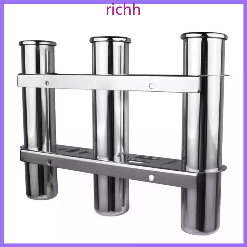 Richh Marine Boats Steel Fishing Rod Holder 3 Tubes Rack Yacht Equipment 220mm Height