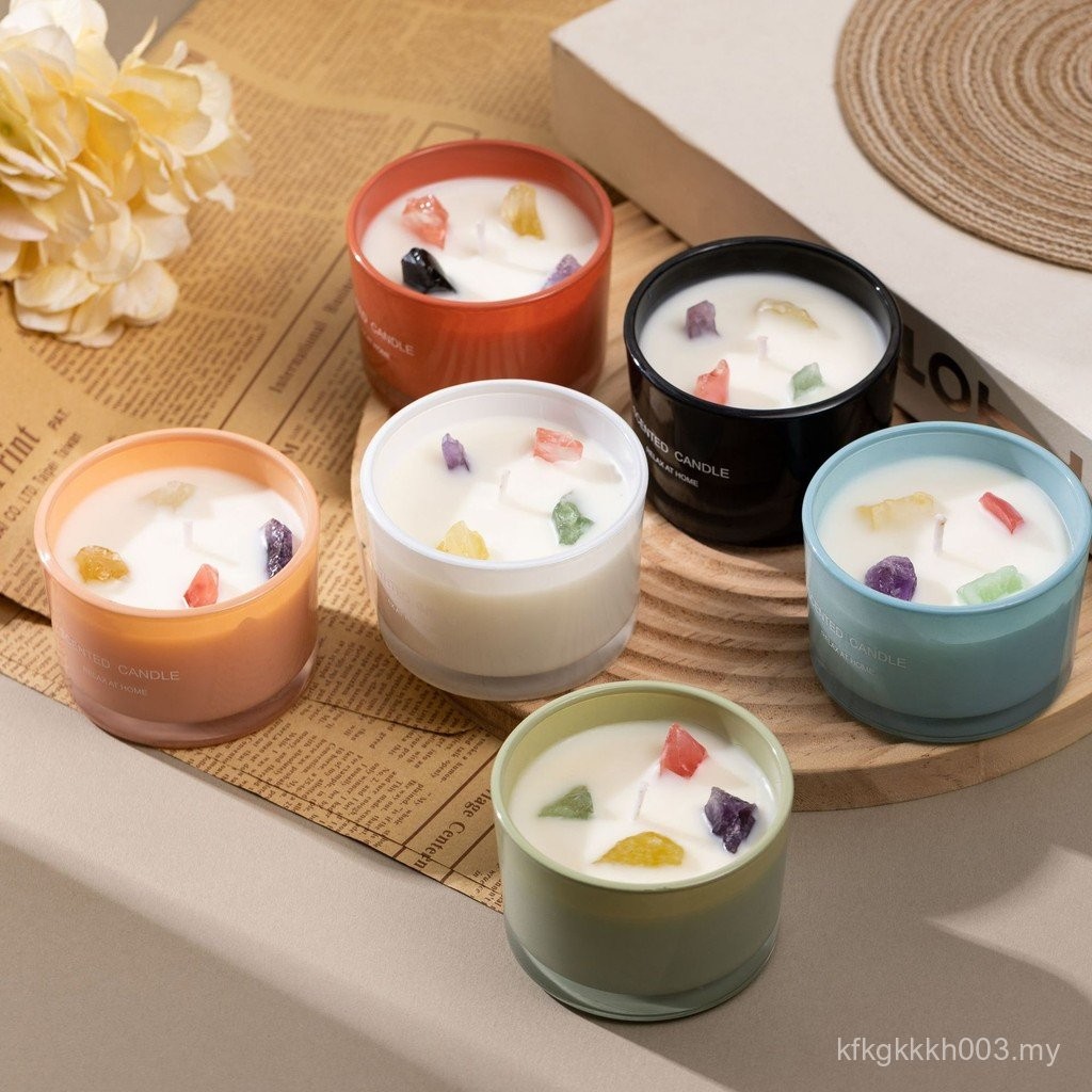 Cross-border Hot Sale Colored Glass Dopamine Emotional Scented Candle Decoration Soy Wax Scented Candle Wholesale HSME