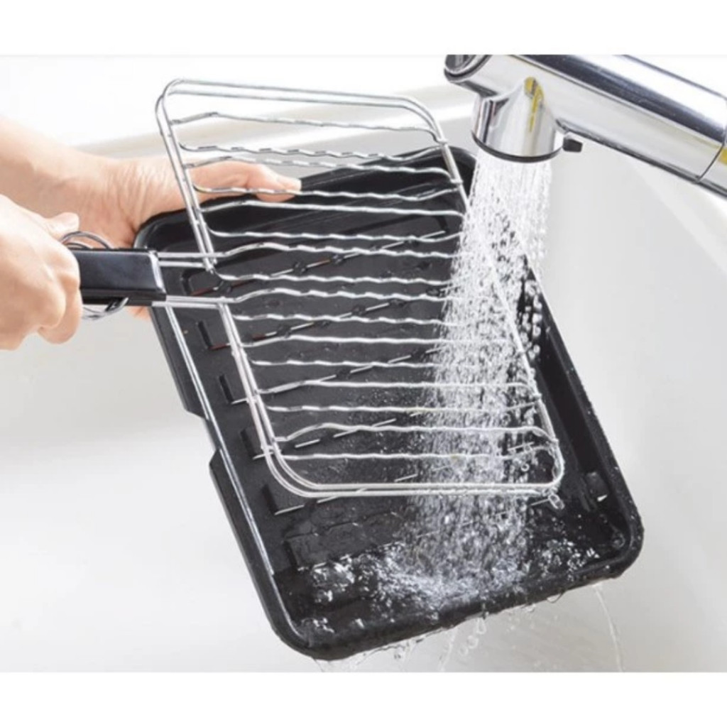 BBQ Fish Grill Pan with Tray – Japanese Style Non-Stick Pan | Pemanggang Ikan