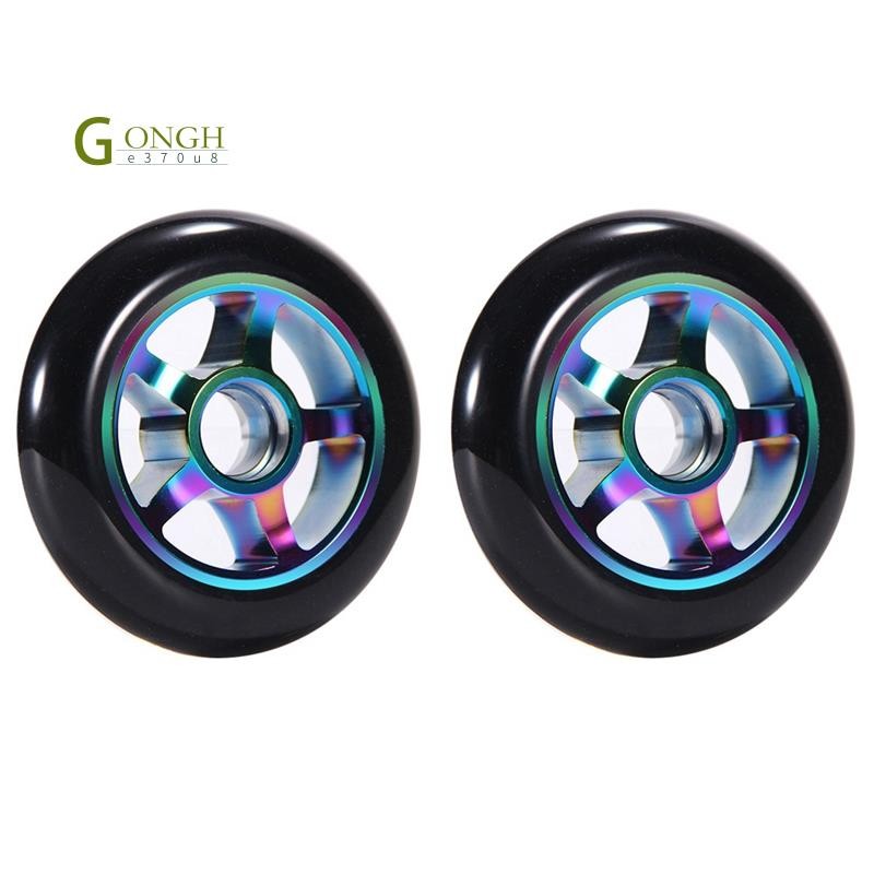 2 Pcs Children's Scooter Accessories Colorful 110X24 Extreme Car Aluminum Wheels Stunt Scooter Pu Wheels with Bearings