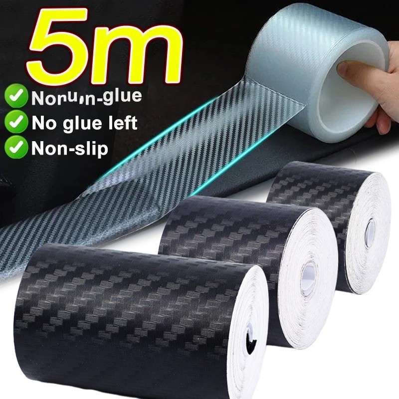 Carbon Fiber Car Sticker DIY Paste Protector Strip / Auto Door Sill Side Mirror Anti Scratch Tape Waterproof Protection Film