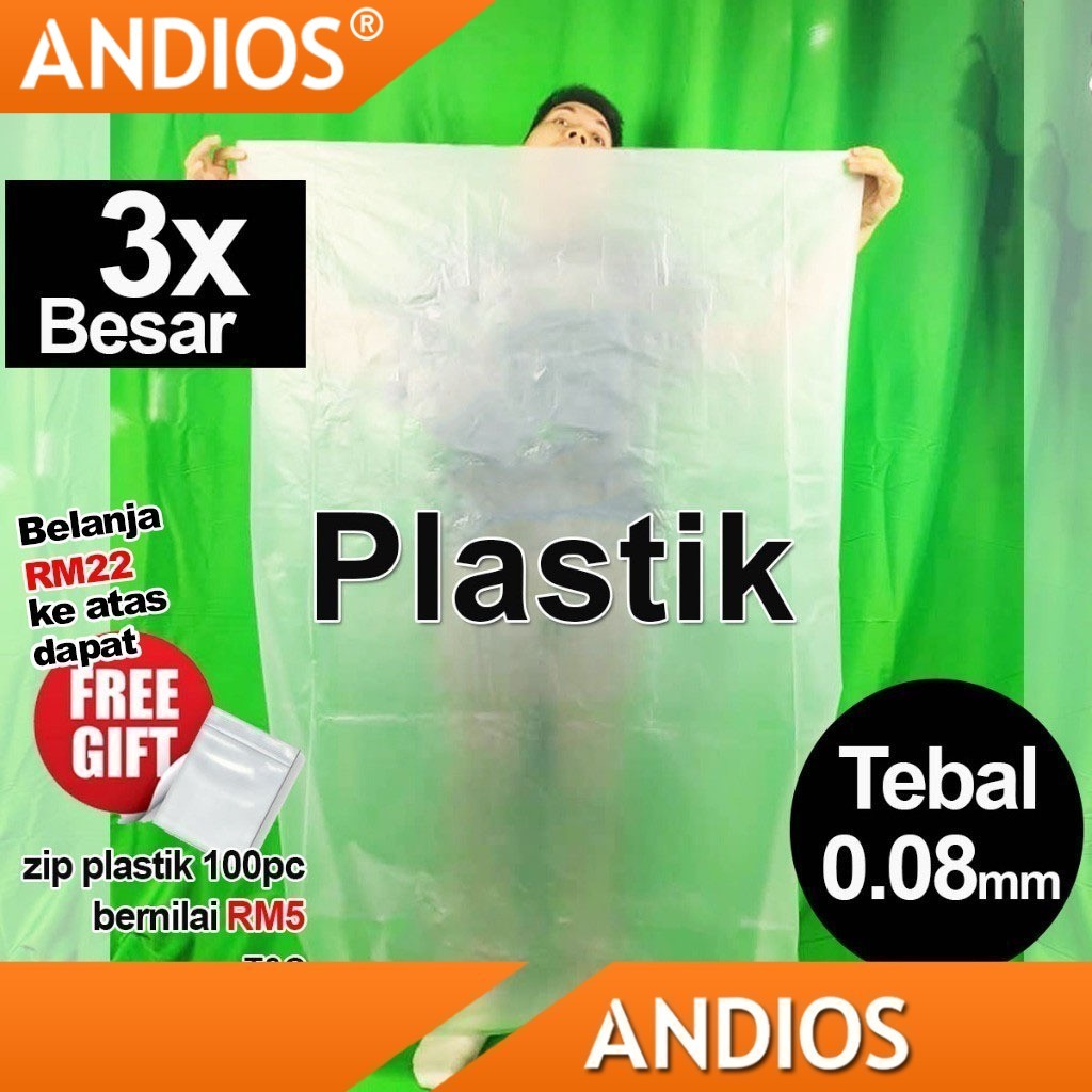 Beg Plastik Besar Tebal Heavy Duty Clear Transparent Plastic Bag Large Thick Tahan Lasak Laundry Toto Tilam Andios