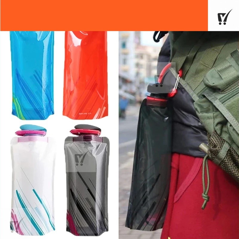 MCT 700ml Reusable Flexible Foldable Drink Water Bag/ Portable Outdoor Hiking Camping Eco-Friendly Water Bottle Bag