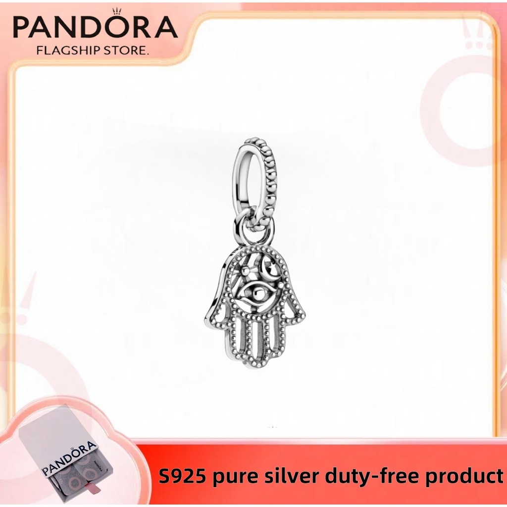 NEW 100% authentic S925 sterling silver PANDORA Pendant [799144C00] Protective Hamsa Hand Dangle Charm