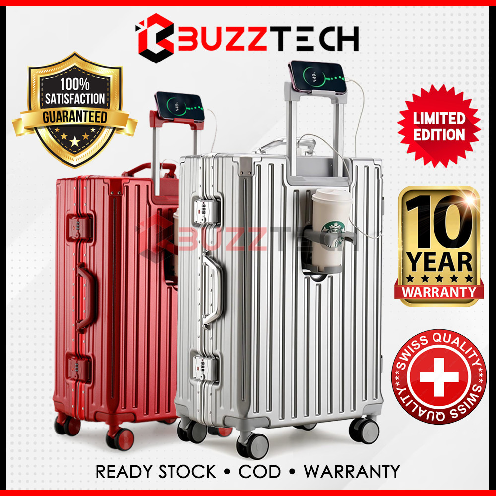 BuzzTech Premium Luggage Bag Set (20" + 24") Inch ABS Hard Case Aluminum Frame USB Suitcase Travel Bag Hand Carry 行李箱
