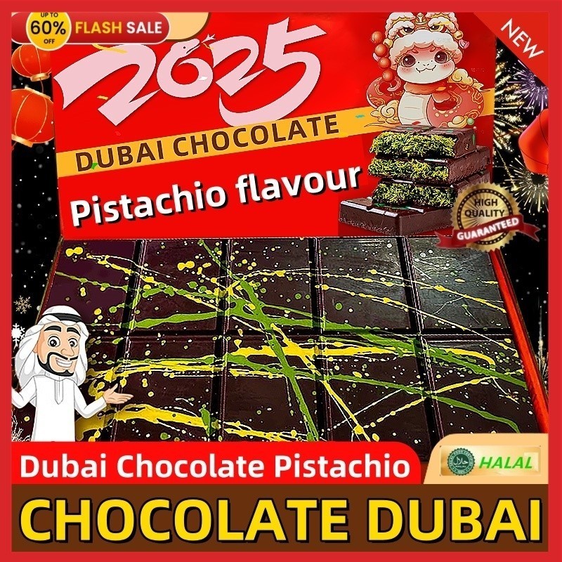【New Year's Sale】Dubai Chocolate Dessert Sandwiching Chocolate Pistachio Jam Pure Cocoa Butter Healthy and Delicious COD